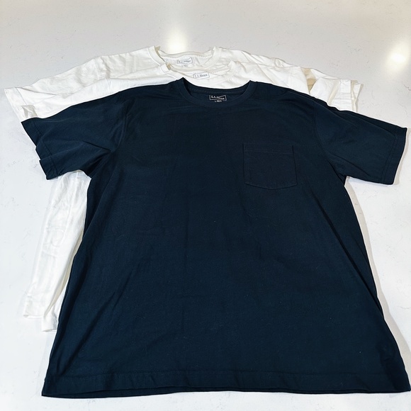 L.L. Bean Cotton T-shirt Men - Large Regular - 3 PACK - 2 White 1 Blue - Picture 3 of 6